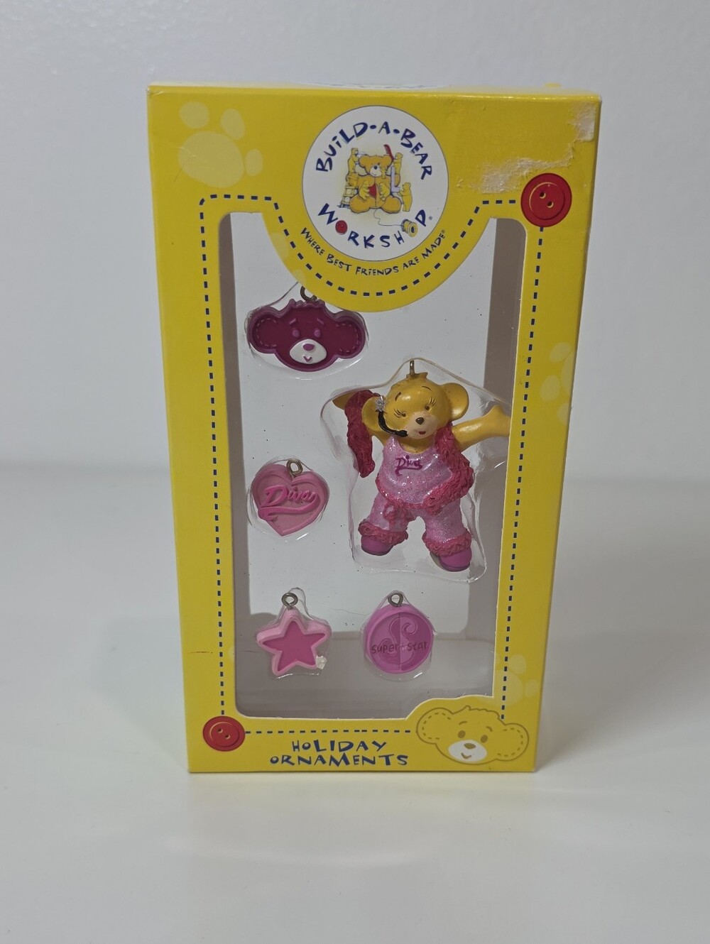 🎄Vintage 2005 Enesco Build A Bear Christmas Ornaments Pink Diva